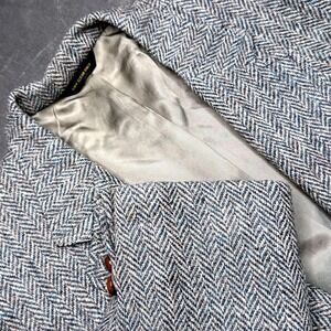Vtg Harris Tweed Blazer Mens 40 Gray Herringbone Scottish Wool Sport Hunting